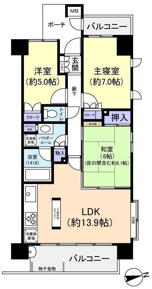 パークコート上幟町(3LDK/10階)の間取り写真