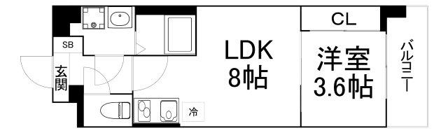 ALIVIS緑橋(1LDK/4階)の間取り写真