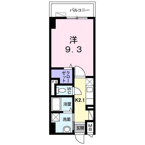 アメニティ万代(1K/4階)の間取り写真