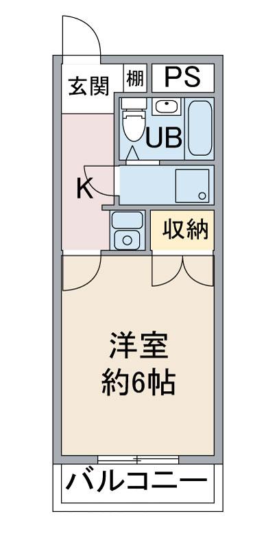 グリーンアベニュー山手(ワンルーム/2階)の間取り写真