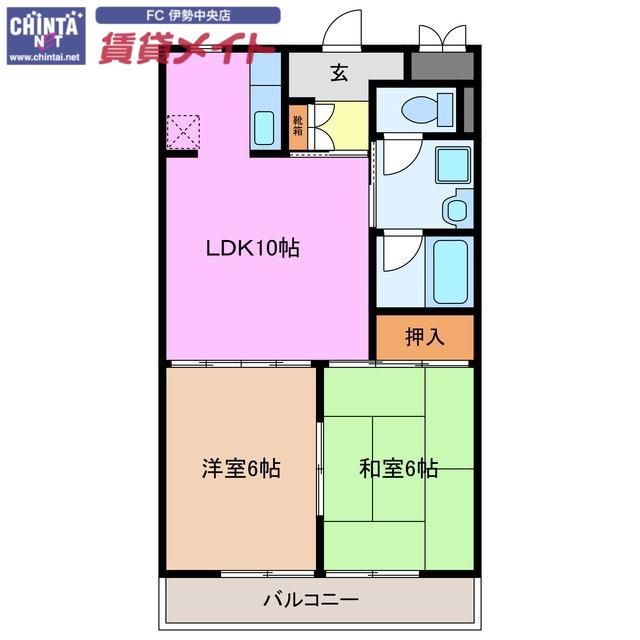 リバーベル(2LDK/2階)の間取り写真