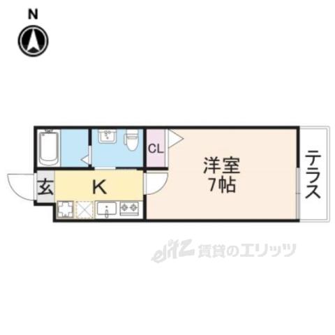 フォルビート五条(1K/1階)の間取り写真