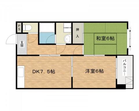 シエテ高槻マンション(2DK/3階)の間取り写真