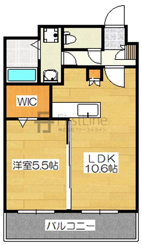コスモ二日市(1LDK/5階)の間取り写真