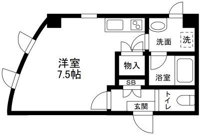 フジテラス目黒本町(ワンルーム/2階)の間取り写真