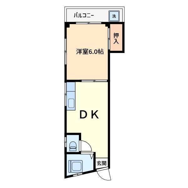 コーポ八千代(1DK/3階)の間取り写真
