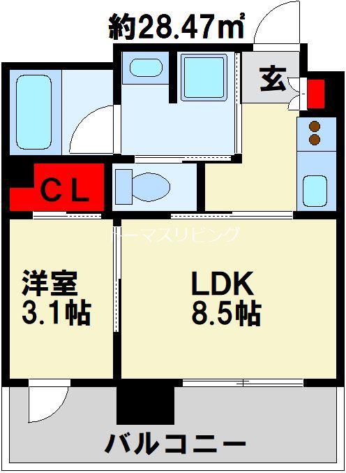 RJRプレシア西小倉駅前(1LDK/12階)の間取り写真