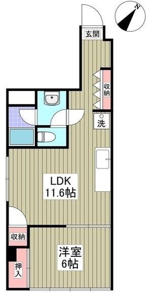 プラーズ長洲(1K/6階)の間取り写真