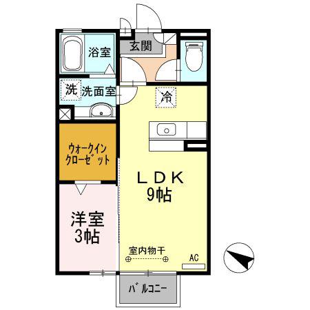 ラヴリィ・パートナー A/B(1LDK/2階)の間取り写真