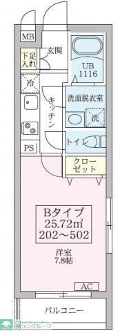 リブレスト篠崎(1K/4階)の間取り写真