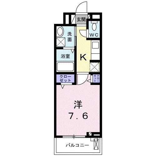 ウエストメゾン北袋I(1K/2階)の間取り写真