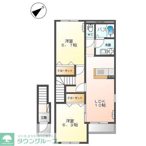 ラムール(2LDK/2階)の間取り写真