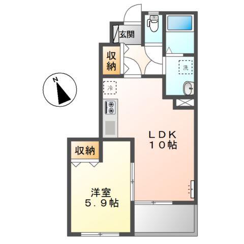 ベルグラースM(1LDK/1階)の間取り写真