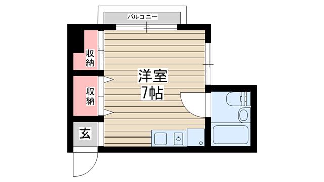 メイナー新神戸(ワンルーム/3階)の間取り写真