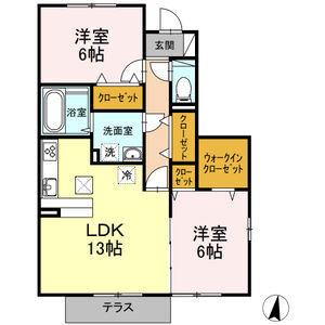 リヴェール(2LDK/1階)の間取り写真