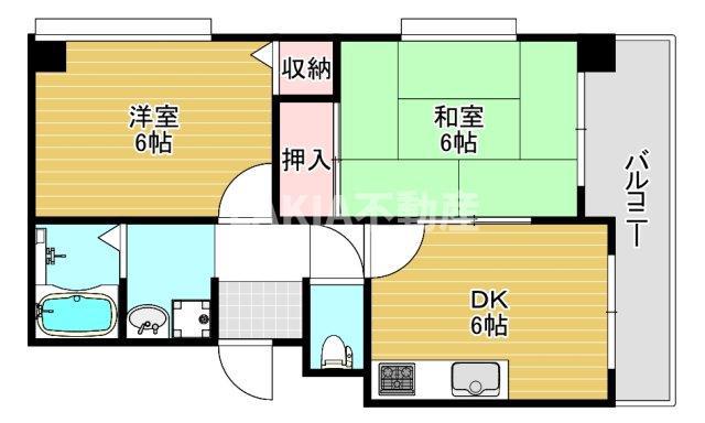 エクリーズ桑津(2DK/6階)の間取り写真