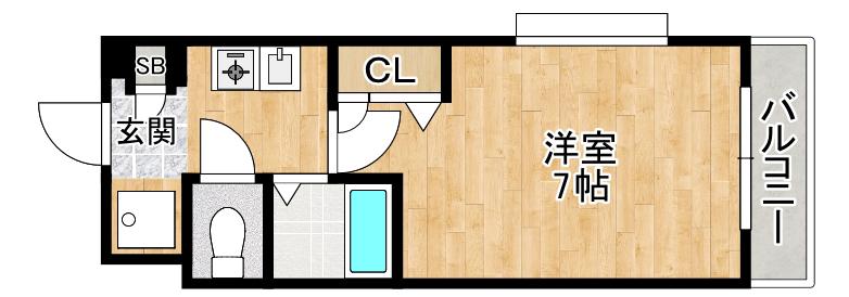 ハイツコンフォートB棟(1K/3階)の間取り写真