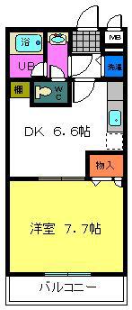 フジパレス式内町III番館(1DK/2階)の間取り写真