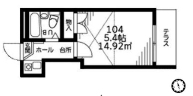 パレス等々力六番館(1K/1階)の間取り写真