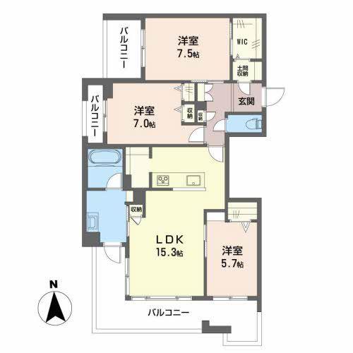 クロムノワール(3LDK/2階)の間取り写真