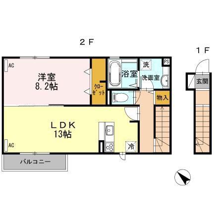 ハウスパティオ(1LDK/2階)の間取り写真