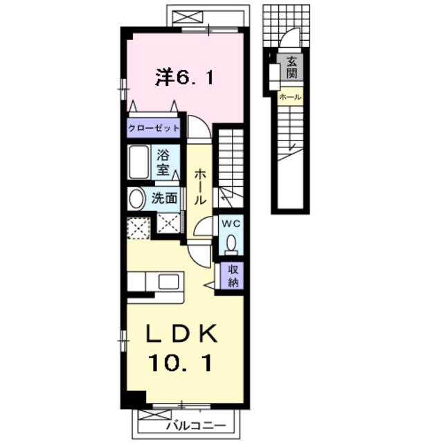 K&Aアヴェニュー(1LDK/2階)の間取り写真