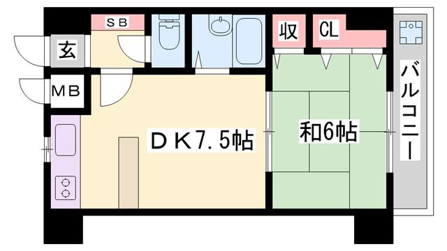 D-スクウェア加古川(1DK/3階)の間取り写真