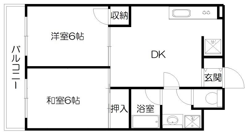 アーバニティー高坂(2DK/3階)の間取り写真