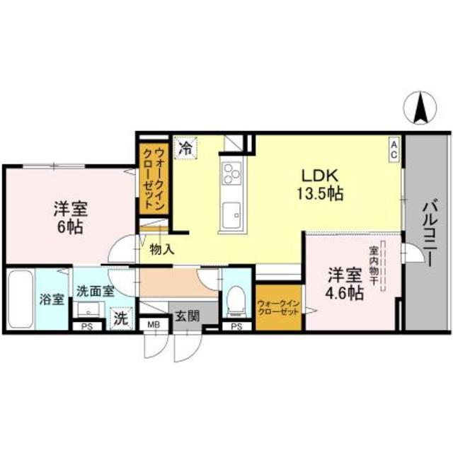 サザンフォート(2LDK/3階)の間取り写真