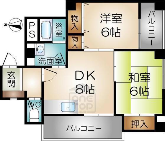 プリティハウス(2DK/3階)の間取り写真