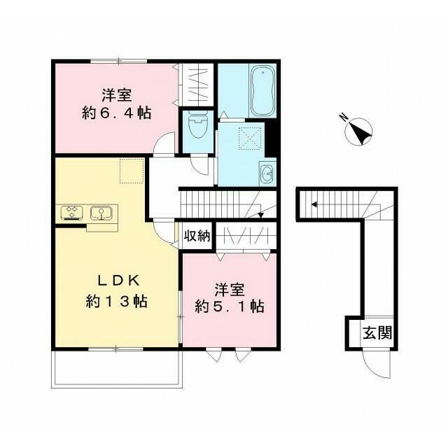 グランシエル北柏(2LDK/2階)の間取り写真