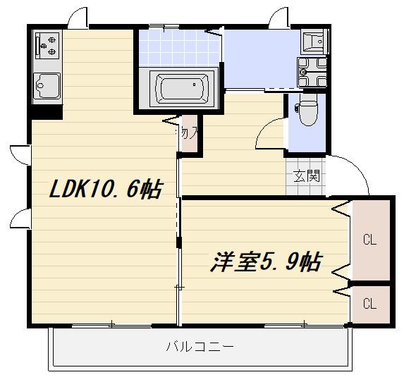 グリーンヒル佐江戸(1LDK/1階)の間取り写真