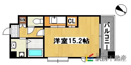 グランパーク天神A棟(2LDK/13階)の間取り写真