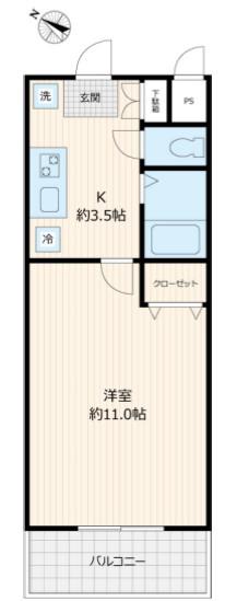 U RESIDENCE 南柏(1K/2階)の間取り写真