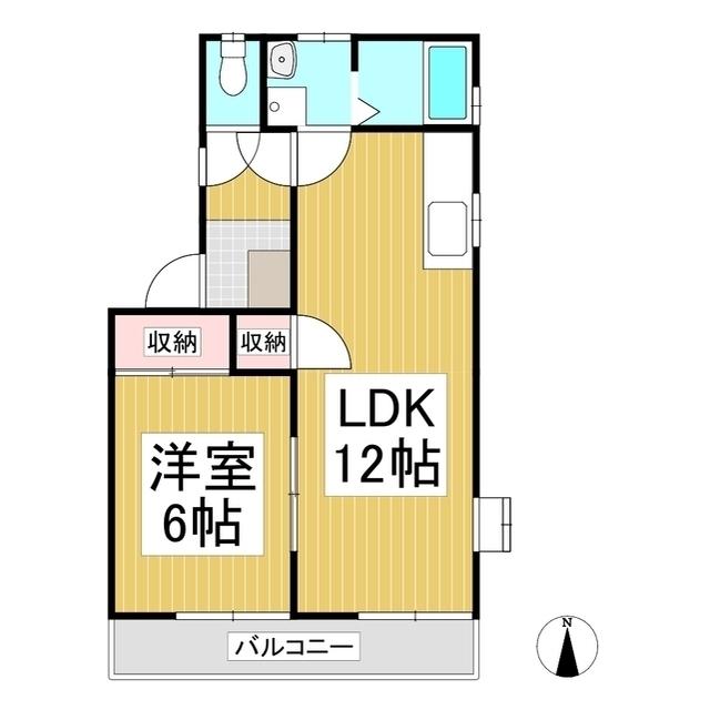 ハイツみやうら3(1LDK/1階)の間取り写真