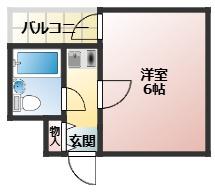 甲斐町TKハイツ(ワンルーム/2階)の間取り写真