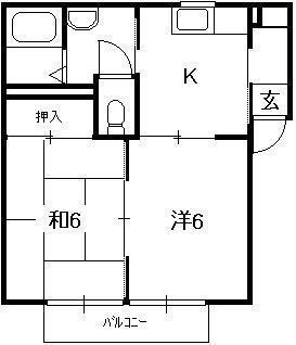 ソフィア C(2DK/1階)の間取り写真