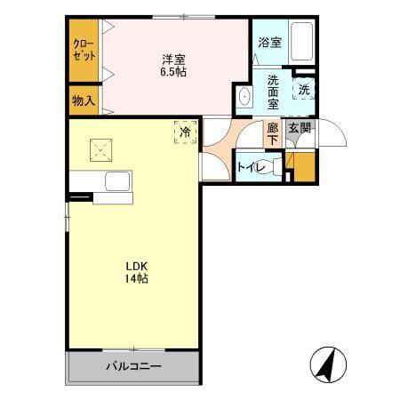エクセルヒルズ(1LDK/1階)の間取り写真