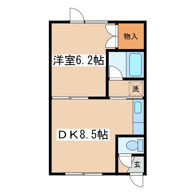 モデルエクセレント(1DK/1階)の間取り写真