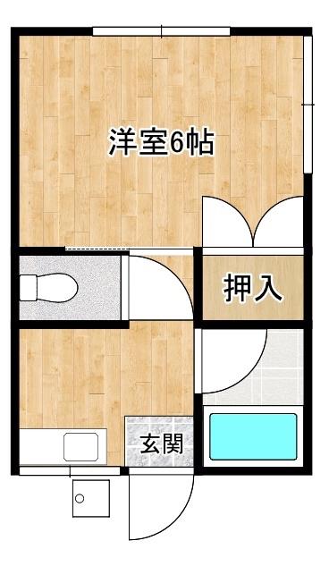 メゾンドルージュII(1K/1階)の間取り写真