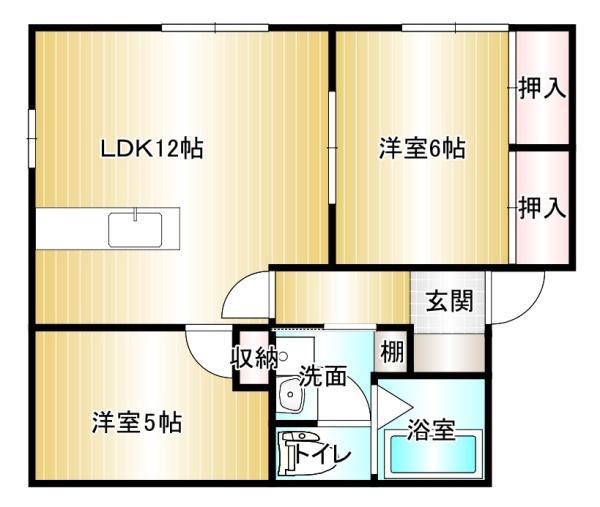 クオーレ川津(2LDK/2階)の間取り写真