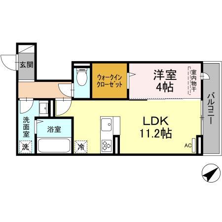 D-ROOM沖野上II(1LDK/3階)の間取り写真