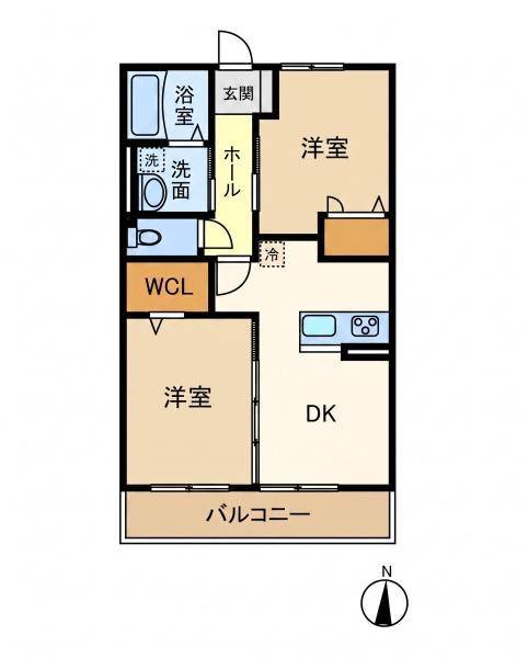 イーストハイム(2DK/1階)の間取り写真