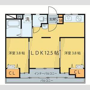 ファミール小田原(2LDK/2階)の間取り写真