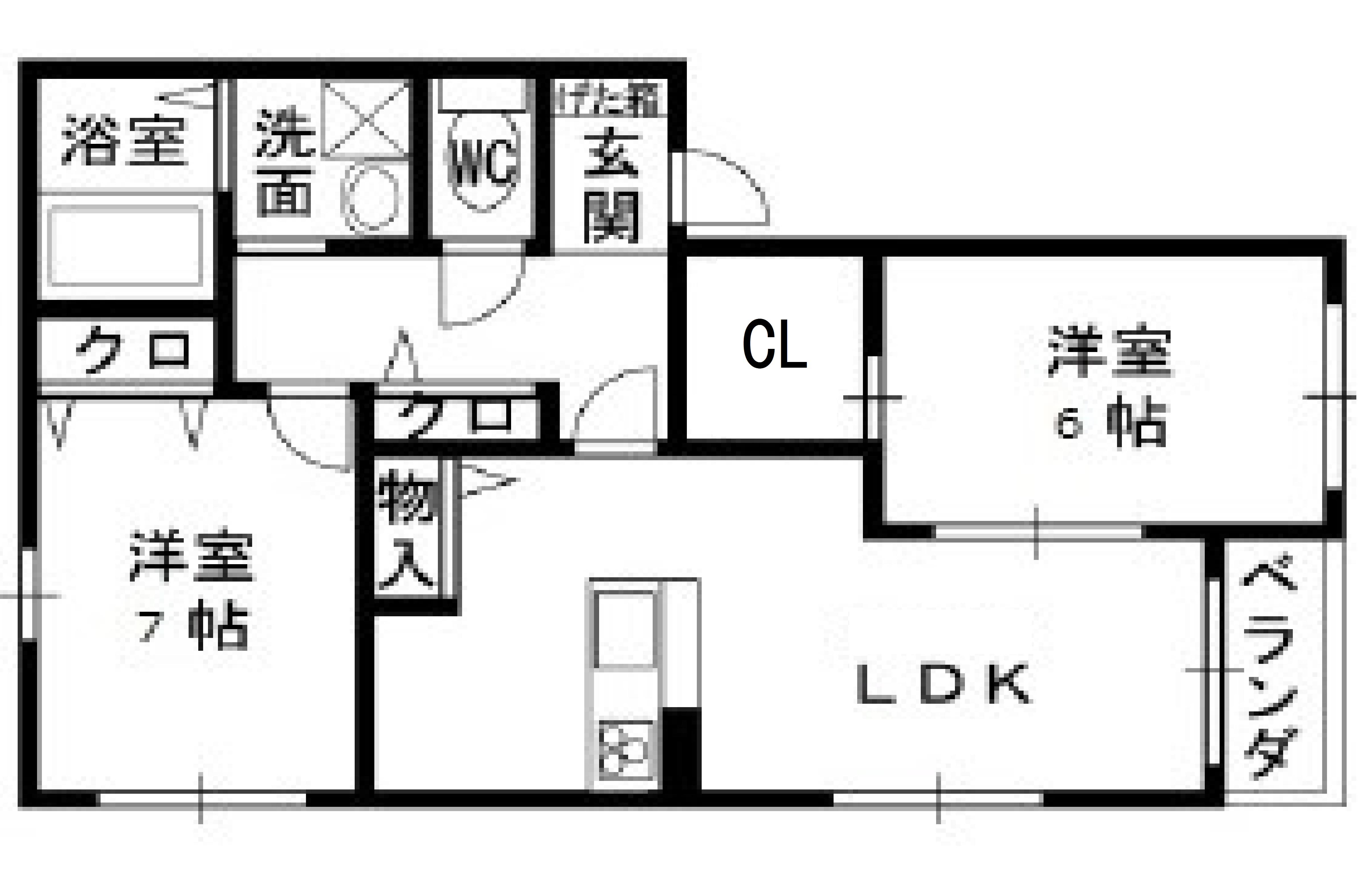 アイビーコート(2LDK/2階)の間取り写真