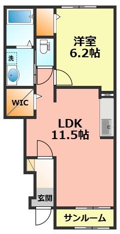 名鉄犬山線 徳重・名古屋芸大駅 徒歩18分 2階建 新築(1LDK/1階)の間取り写真