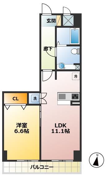 ベース・ブリッジ(1LDK/5階)の間取り写真