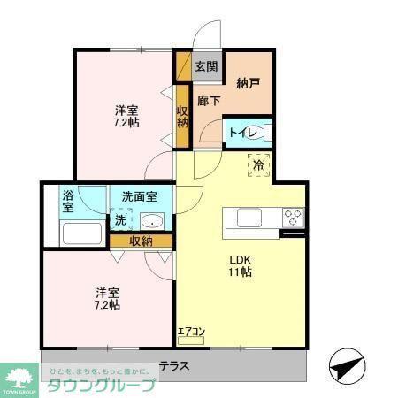 アルカサル北柏(2LDK/1階)の間取り写真