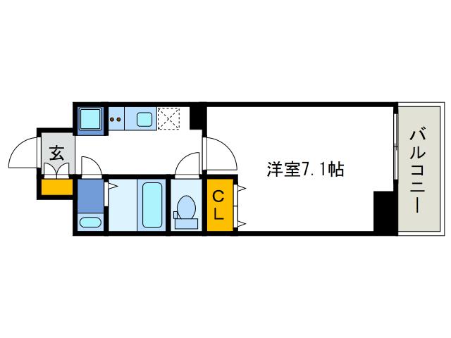レオンヴァリエ大阪ベイシティ(1K/3階)の間取り写真