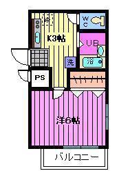 メゾンドールII(1K/2階)の間取り写真